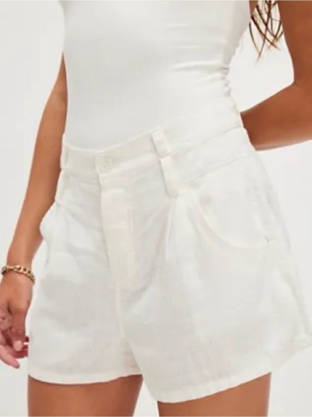 NWT Free People Linen shorts in Clean Ivory
